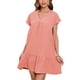thumbnail image 5 of SAYOO Vestido de manga corta para mujer, vestido de ajuste holgado con dobladillo con volantes y cuello en V de color sólido, ropa informal simple y elegante de una pieza SAYOO  S M L XL XXL, 5 of 8