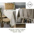 thumbnail image 4 of XmhyTop Table Cloth Cotton Linen Tablecloth Wrinkle Free Stitching Tassel Tablecloth Rectangle Table Cloth for Dinning Kitchen Tabletop Decoration (Striped Coffee, Rectangle/Oblong，55 x 87 Inch), 4 of 4