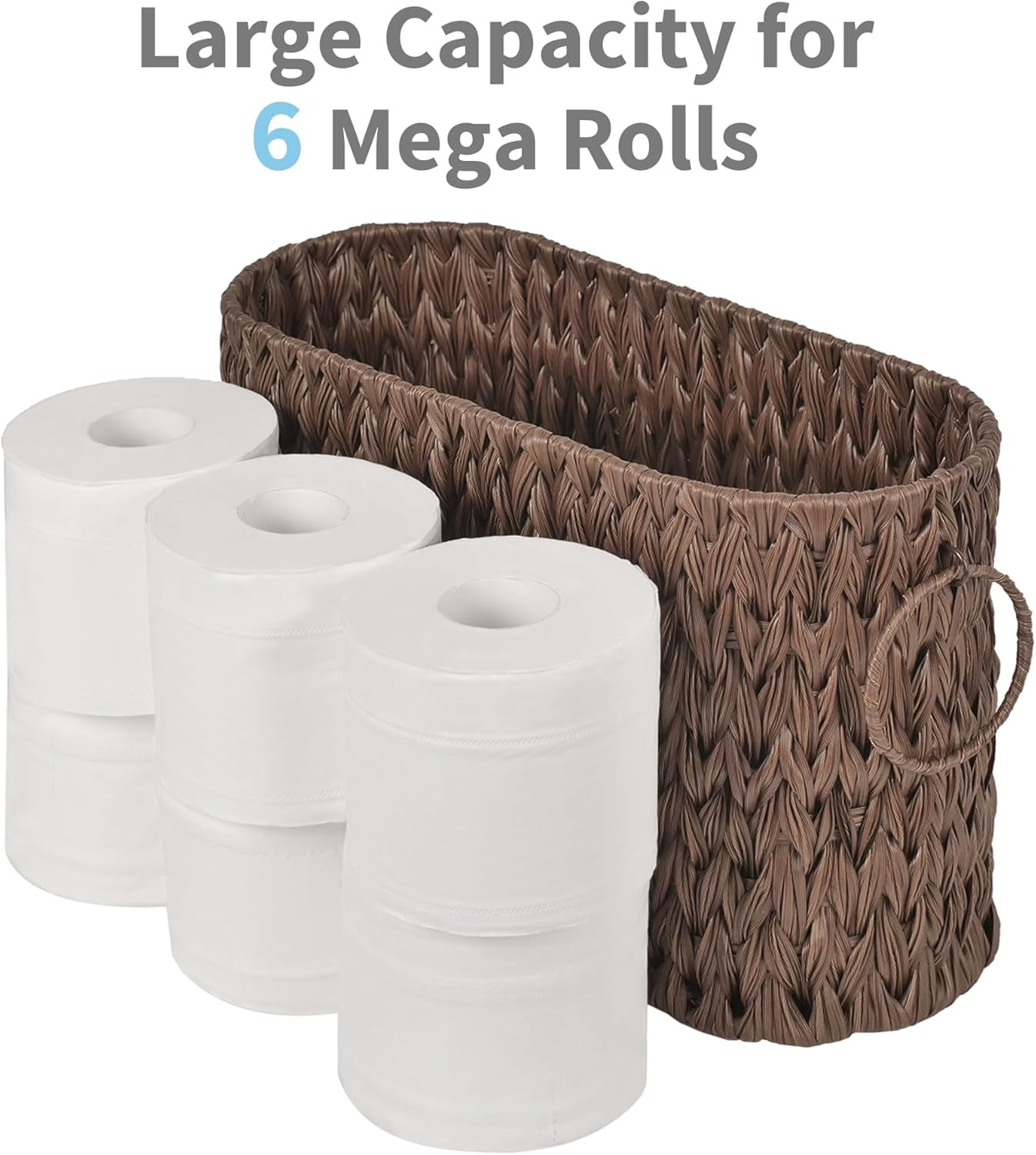 Toilet Paper Storage, Toilet Paper Basket for Bathroom, Toilet Paper Organizer for 6 Mega Rolls, Toilet Paper Holder Free Standing, Wicker Basket for Bathroom Storage