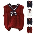 thumbnail image 4 of Odeerbi Kids Boys Girls Sweater Vest Fall Winter Thermal Sleeveless Sweater Fashion Casual Knitted Waistcoat Warm Knitted Sweater V-neck Sweater Kids Clothes Burgundy, 4 of 4