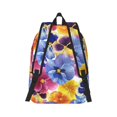 thumbnail image 3 of Balery The Garden Tricolor Pansy Flower Vintage Canvas Backpack for Men and Women - Large Capacity, Durable Travel Laptop Bag for School, Work, Hiking, and Outdoor Activities, 3 of 7