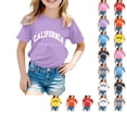 thumbnail image 1 of SUXIAN T-shirts pour Enfants Mode Décontractée Imprimé Col Rond Ample Manches Courtes T-Shirt Haut Col Rond Hauts pour Filles Violet_002 2-3 Ans, 1 of 4