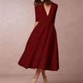 thumbnail image 7 of Guzom Wedding Guest Dresses for Women Fall- Maxi Dresses Elegant V-Neck Long Sleeve 2023 Formal Dresses Wine, 7 of 7