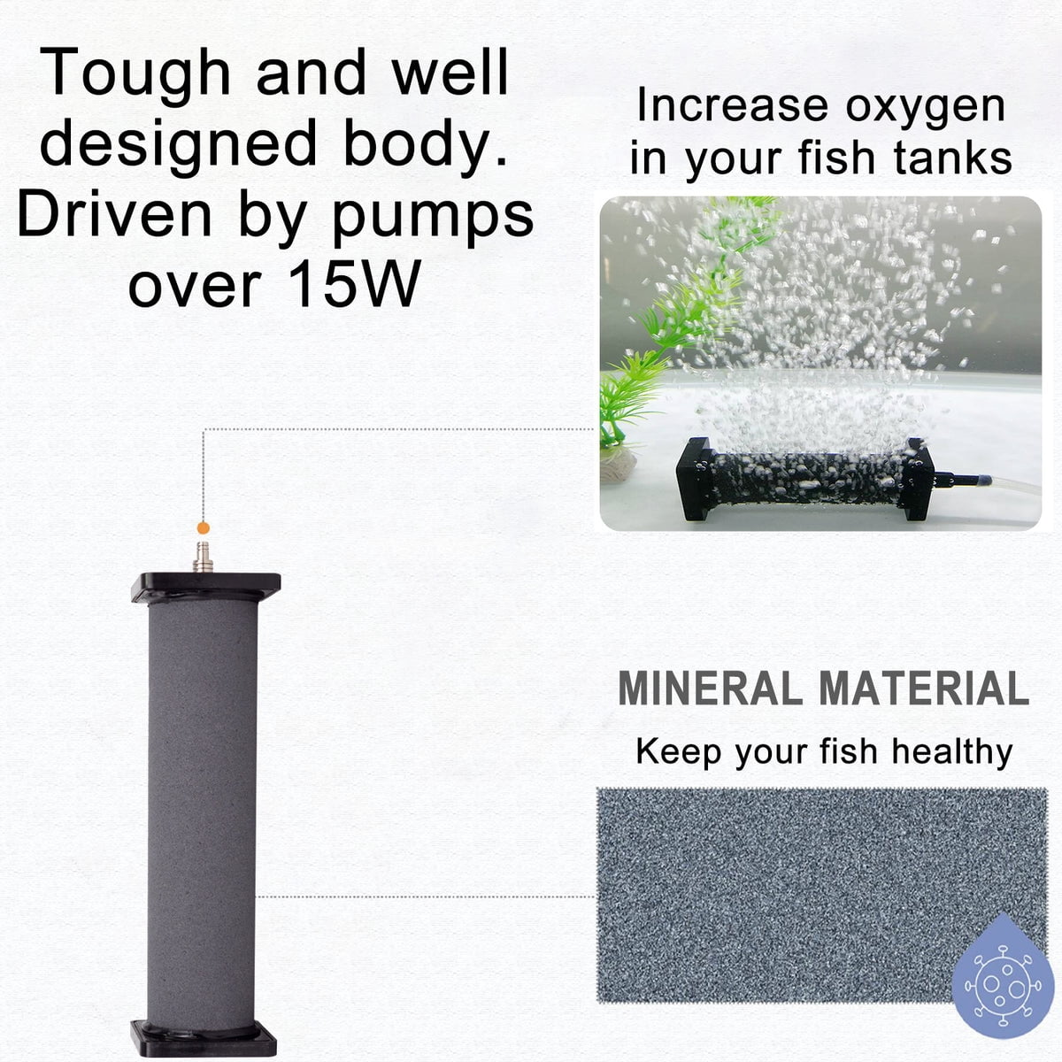 Aqua Dream Air Stone 19.7 Inch Column Diffuser for Fish Tank Aquarium Air Pump