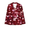 thumbnail image 3 of REORIAFEE Valentines Day Pajamas for Women Heart Graphic Lapel with Buttons Pockets Pajama Sets Long Sleeve Shirt and Pants Pjs Set Soft 2 Piece Loungewear Gifts Suits Red M, 3 of 4