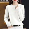 thumbnail image 2 of Loose Fit Lace Trim Knit Pullover Sweater Long Sleeve Lightweight For Fall And Winter Seasons Casual Comfort Wear, 2 of 4