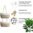 thumbnail image 3 of Over the Door Hanging Basket, 3-Tier Woven Cotton Wall-Mounted Storage Organizer Bag Decorative Hanging Nursery Baskets - Jute, 3 of 7