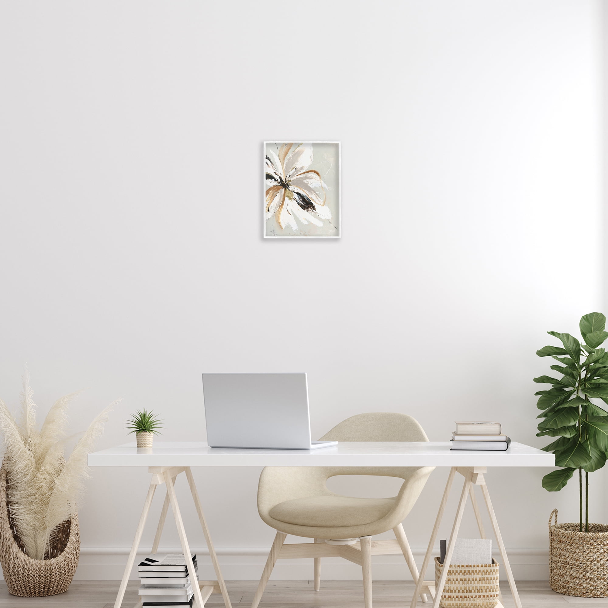 Expressive Cornelia Flower White Framed Giclee Art, design by Design Fabrikken