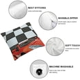 thumbnail image 4 of SHANXI Racing Car Cool Speed Race Car Pillow Cover For Kids Boys Girls Teens, Automobile Extreme Sport Cushion Cover, Grid Pillow Case For Car, Red Black 12x12in, 4 of 5