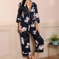 thumbnail image 4 of Azrian Womens Pajamas,Women's Home Clothes Women's Winter Pants with Long Sleeves Pajama Suit XL Size,Navy on, 4 of 5