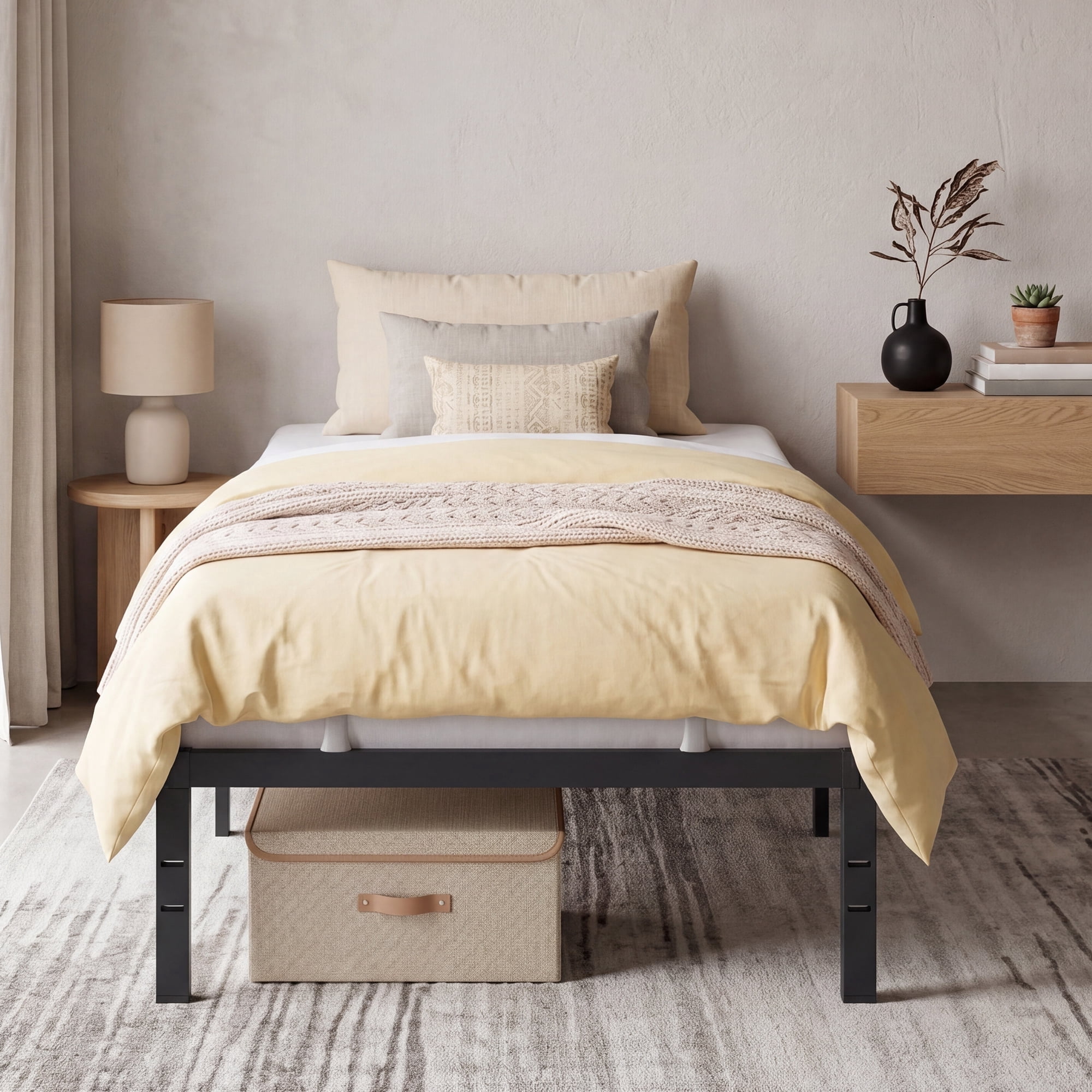 Ledrem Twin Platform Bed, 14-Inch Metal Frame, 550 lb Capacity photo 3