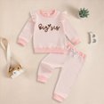 thumbnail image 2 of TOWED22 Toddler Baby Girl Fall Winter Clothes 2pcs Set Long Sleeve Crewneck Sweatshirt and Pants Cute Print Outfits Clothing(Red,18-24 M), 2 of 5