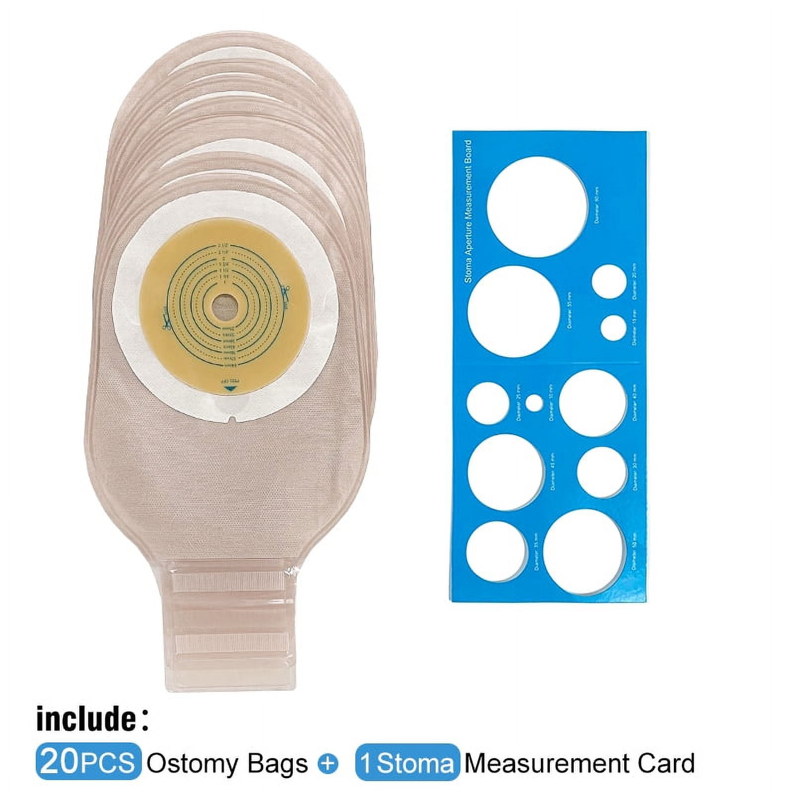Ceeport Ostomy Bags,20PCS Colostomy Supplies,One Piece Drainable Ostomy Pouch for Ileostomy Stoma Care, Cut-to-Fit (One Piece Closure)