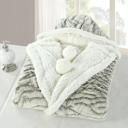 Snuggle Bear Blanket - Chic Home Nadine Snuggle Hoodie Animal Print Robe Ultra Plush Micromink Wearable Blanket