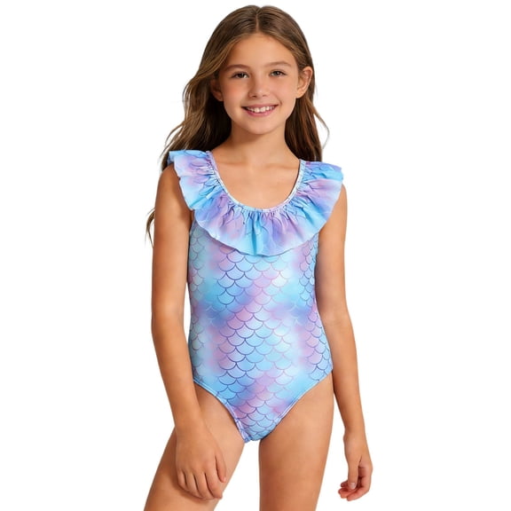 7-8 T Bathing Suit For Girls Girls Summer Swimsuit Beachwear With Donut And Scale Print Comfortable Swimwear For Toddlers And Kids