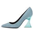 thumbnail image 6 of FSJ Women Classic Pointed Closed Toe Dressy Pumps Transparent Flared Sculpted High Heels Size 8 Blue, 6 of 6