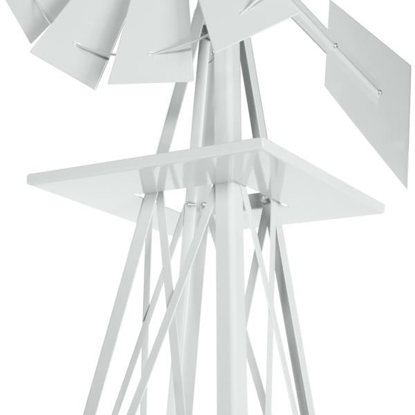 8FT Weather Resistant Yard Garden Windmill White