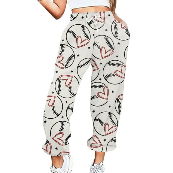 Women Print Bottom Sweatpants Pockets High Waist Sporty Gym Athletic Fit Jogger Pants Trousers Women Pants Casual High Waist High Waist Pants for Women Casual Sweat Pants Women Casual Business Casual