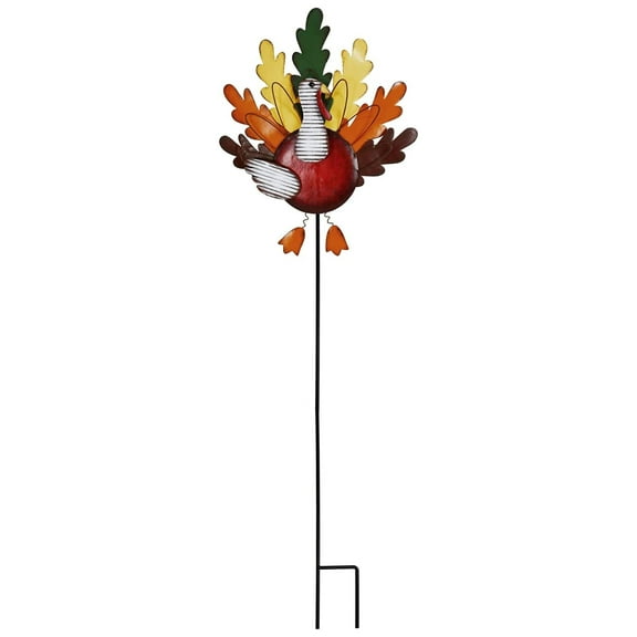 Metal Turkey Yard Stake 39" Thanksgiving Decor - Fall Harvest Outdoor Garden Ornament, Autumn Holiday Lawn Decoration