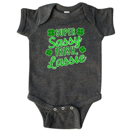 

Inktastic Super Sassy Irish Lassy with Green 4 Leaf Clovers Gift Baby Boy or Baby Girl Bodysuit
