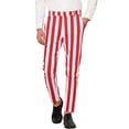 thumbnail image 1 of Pantalones INSPIRE CHIC para hombres, pantalones a rayas, ajuste ceñido, bloque de color, con botones y cremallera, pantalones de vestir 36 rojo y blanco, 1 of 5