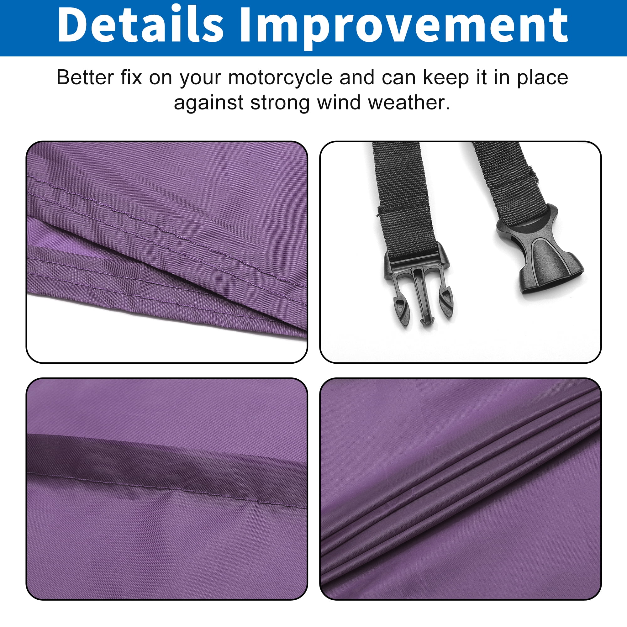 Unique Bargains All Season Waterproof Motorcycle Cover with Storage Bag Purple XL
