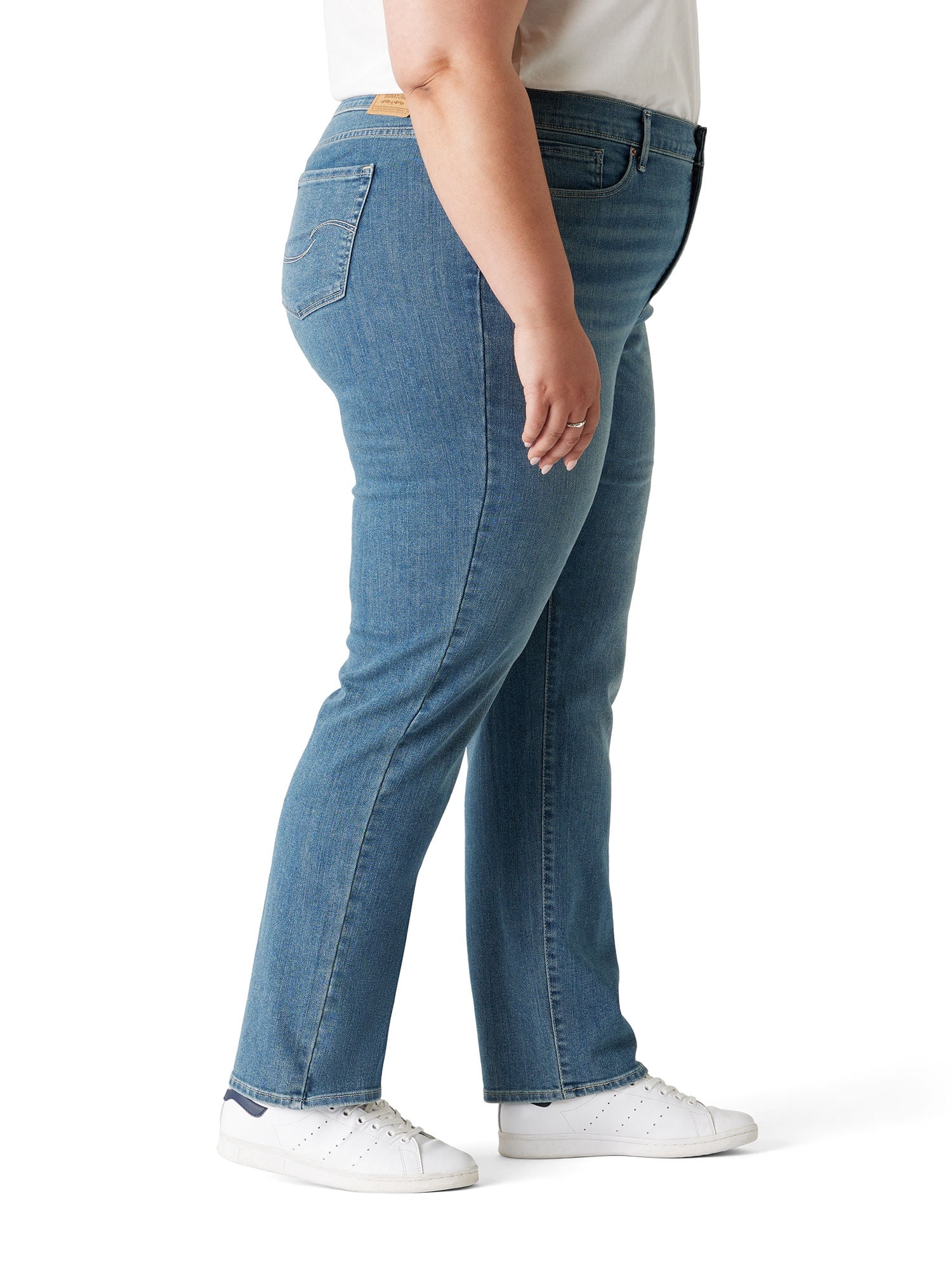 Levi Strauss Signature Women's and Women's Plus Mid Rise Straight Jeans, Tummy-Smoothing Pannel, Sizes 2-26