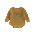 thumbnail image 1 of Faithtur Infant Baby Knit Jumpsuit Letter Embroidered Long Sleeve Round Neck Romper Fall Winter Outfits, 1 of 9