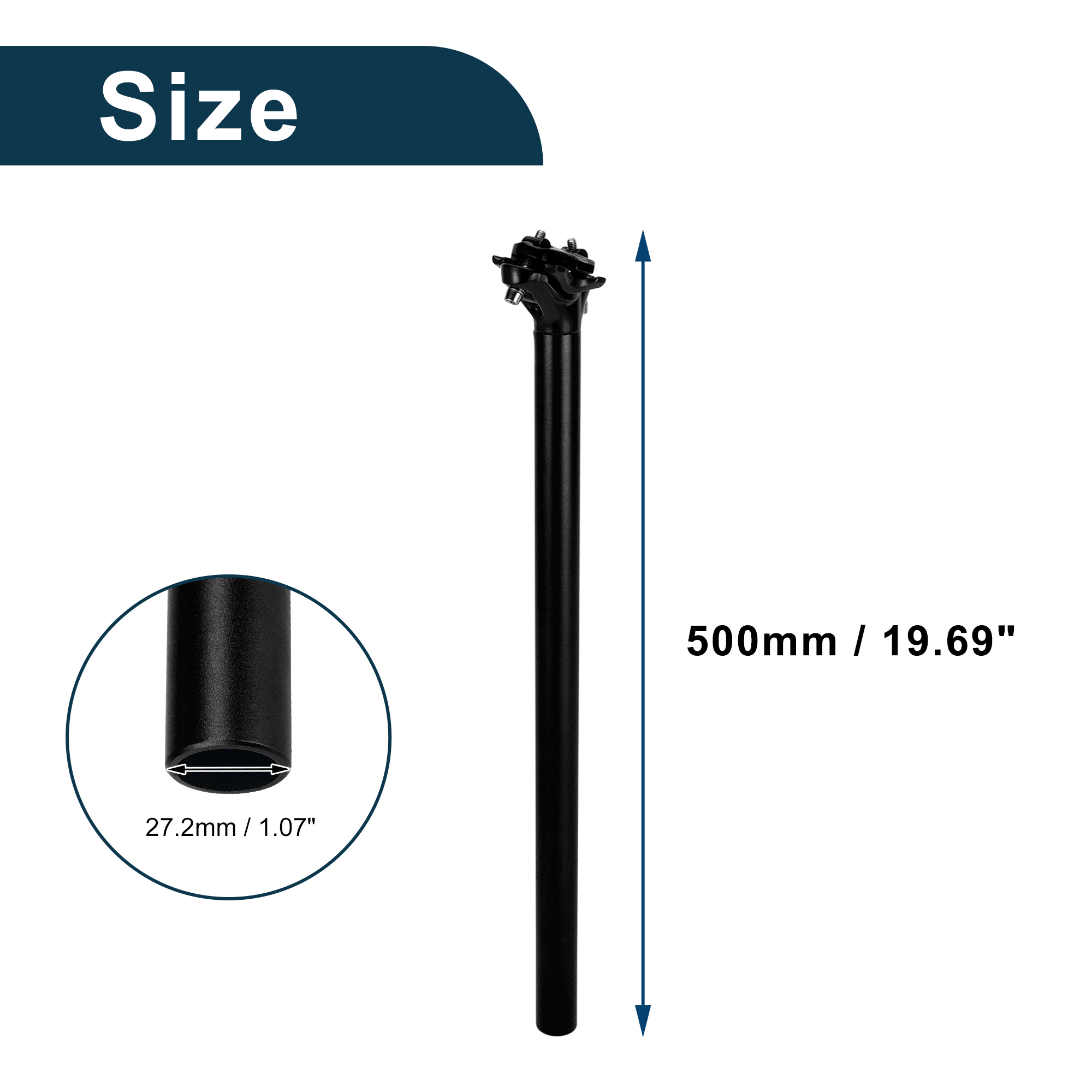 Unique Bargains Bike Seat Posts Adjustable Angle Aluminum Alloy Saddle Post 27.2x500mm