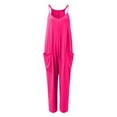 thumbnail image 4 of Lisingtool Womens Overalls Women Summer Casual Jumpsuits Spaghetti Strap V Neck Loose Romper with Pockets Jumpsuits for Women Dressy Hot Pink, 4 of 5
