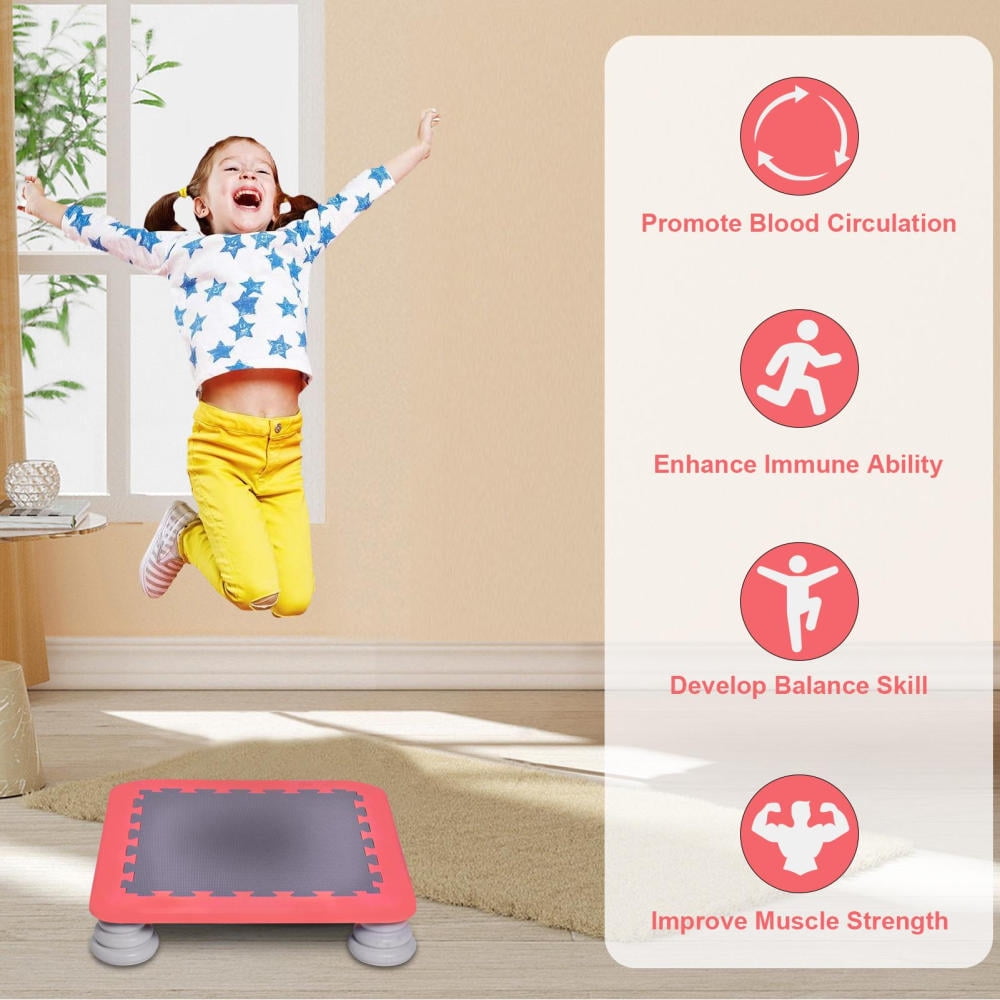 Kids Square Trampoline 25in, Autism Sensory Training Rebounder, Stable Bouncing Bed for Boys Girls 3+ Years(Red)