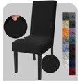 thumbnail image 1 of Stretch Chair Covers For Dining Chairs Set Of 4 Decorative Jacquard Dining Room Chair Covers Washable Kitchen Chair Slip Covers For Dining Room, Hotel, Party 4, Black, 1 of 4