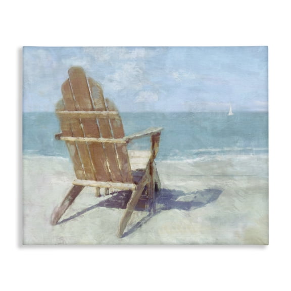 Stupell Industries Tropical Chair with Sailboat View Canvas Art, 20 x 16, by Noah Bay