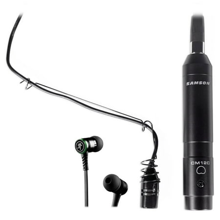 Hanging Choir Mic - Samson CM12C Hanging Choir Overhead Microphone or Orchestra Mic+Mackie Earbuds