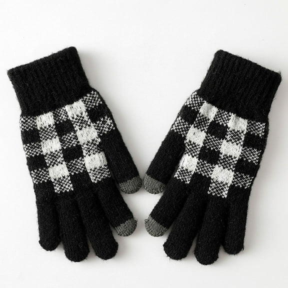 GZWYHT Gloves for Cold Weather,Winter Gloves Women Winter Screen Gloves Warm Knit Gloves Elastic Cuff Winter Men Texting Gloves Fingerless Gloves,Work Gloves,Gloves for Women Black
