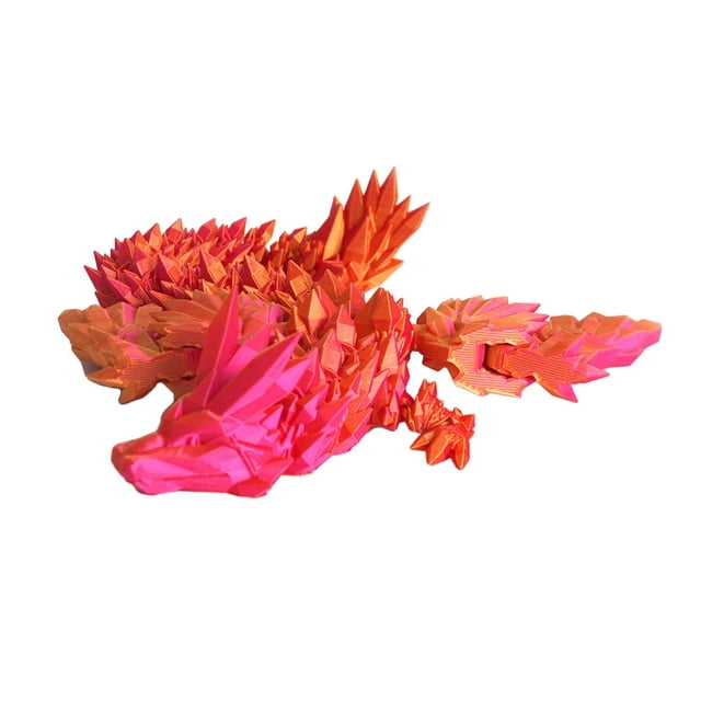 Dragón impreso en 3D, articulaciones móviles, hermoso dragón articulado completo Flexible para regalos de cumpleaños, juguete sensorial para niños Rojo