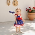 thumbnail image 3 of BemeyourBBs Toddler Baby Girls 4th of July Dress Outfits Patriotic Independence Day Summer Clothes Tie up Straps Star Striped Print Front Bow Sleeveless Dress with Headband, 3 of 9