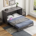 thumbnail image 2 of Bellemave Queen Size Murphy Bed with Charging Station, Wooden Murphy Cabinet Bed with Storage Drawer, Foldable Queen Size Platform Bed Frame for Guest Room Home Office (Gray), 2 of 9