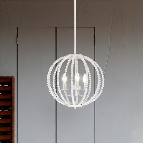 Arni 16 in. 3-Light Indoor Gloss White Finish Chandelier with Light Kit