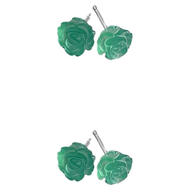 Jumpingount Pendientes con forma de flor de 2 piezas para mujer, joyería de rosa de estilo coreano, pendientes para niñas, plateada para fiesta Azul 2Conjunto