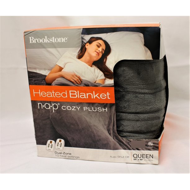 Brookstone NAP Cozy Plush Heated Blanket (Queen) (Dark Gray