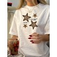 thumbnail image 1 of 1pc Vintage Style Women'S T-Shirt, Geometric Leopard Print, Short Sleeve, Round Neck, Polyester Knit Fabric, Casual Summer Top, 1 of 6
