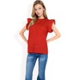 thumbnail image 7 of Women's Ruffled Sleeve Pleated Front Knit Top- Burgundy,Large, 7 of 7