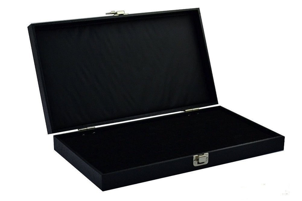 Glass Top Black Cufflinks Jewelry Showcase Storage Organizer Display Case Box 