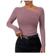 thumbnail image 1 of Top de punto de manga larga con escote asimétrico para mujer - Corte ajustado, diseño acanalado - Ropa informal/de fiesta - Mezcla de poliéster y spandex - Tallas S-XL, 1 of 6