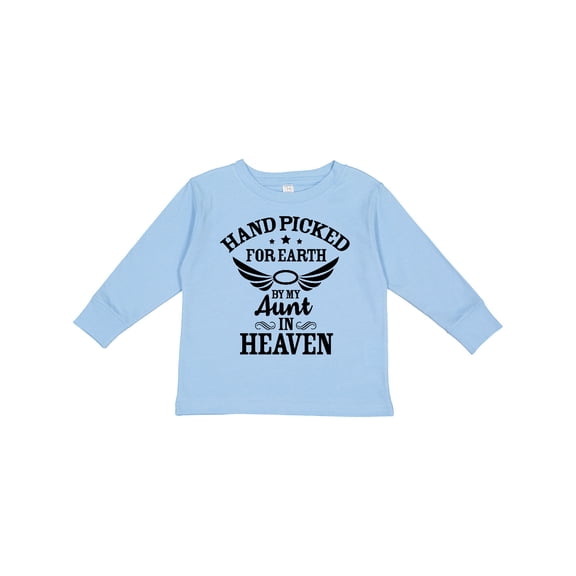 Inktastic Handpicked for Earth By My Aunt in Heaven with Angel Wings Boys or Girls Long Sleeve Toddler T-Shirt