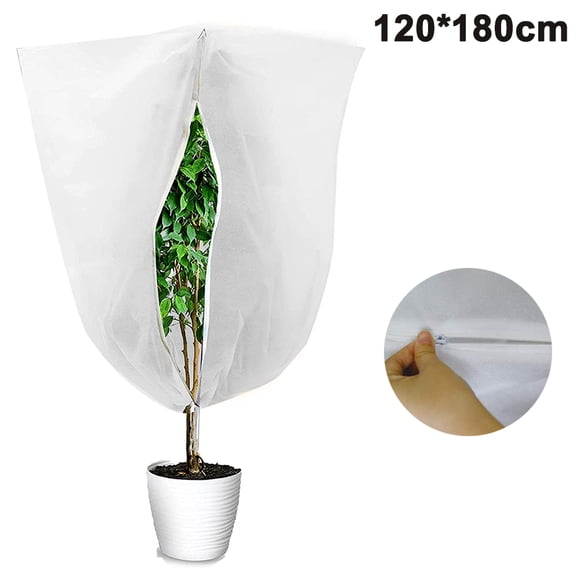 Non-woven Plant Frost-proof Cover Winter Plant Cold-proof Protective Cover Wind and Cold-resistant Protective Cover with Zipper Freeze Frost Protection Cloth for Potted Plants Fruit Trees