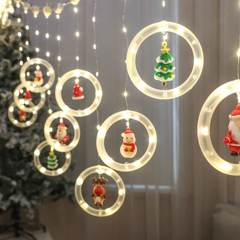 Christmas Door Decoration With LED Light Garlands Style Home Decor New Year 