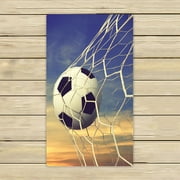 PHFZK Sports Towel, Soccer Ball and Sunset Sky Hand Towel Bath Bathroom Shower Towels Beach Towel 16x28 inches