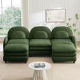 thumbnail image 3 of Miekor Furniture Teddy Fabric Cloud-like 3-Seat Sofa,Curved Backrest and Armrest with Curved Lumbar Pillows, Sectional 3 Seater Modular Couch with 2 movable Ottomans and Supportive Double-laye No6284, 3 of 9